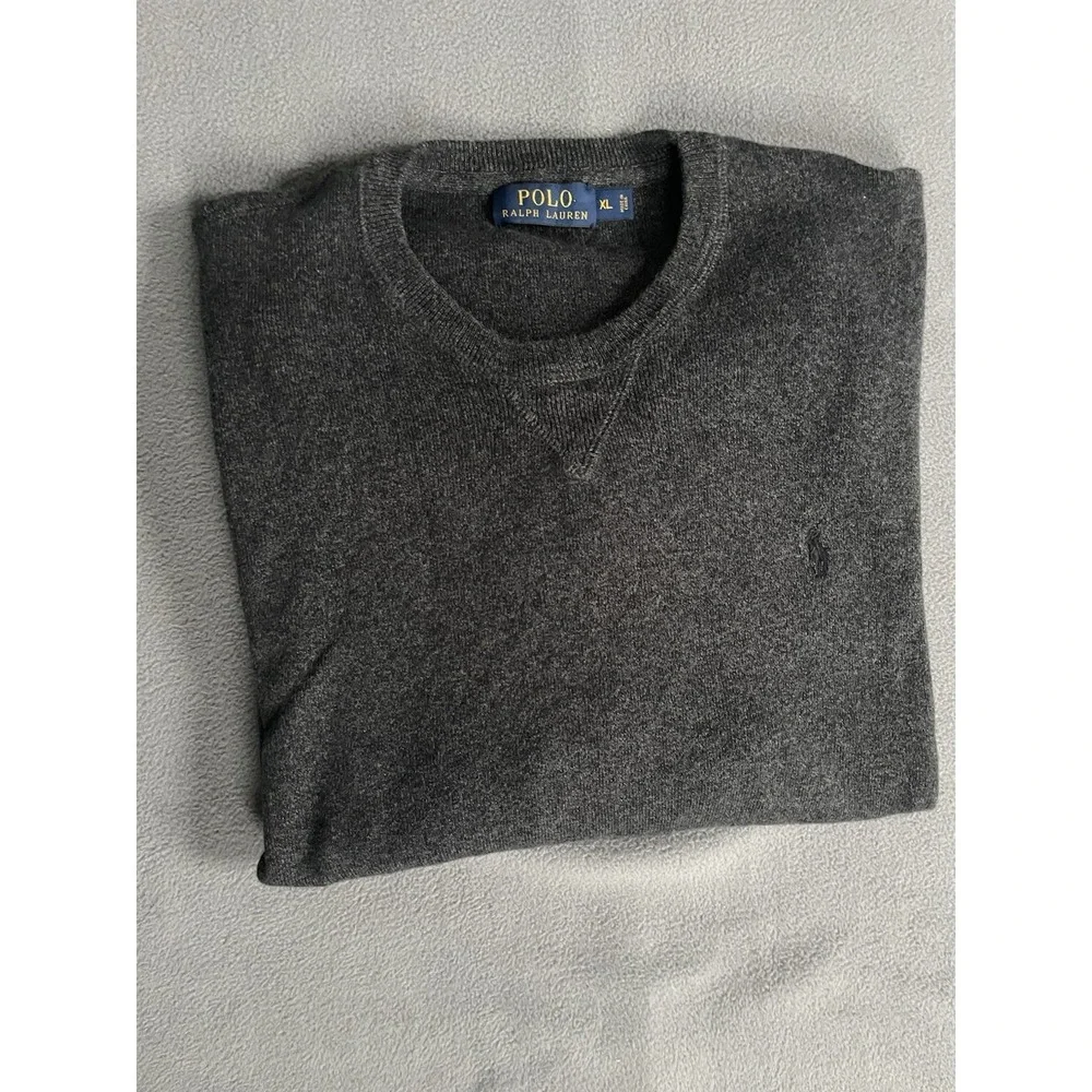 Polo Ralph Lauren Sweater Mens XL Cotton Charcoal Gray Knit Pull Over